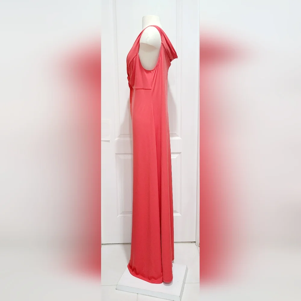 Old Navy The Occasion Off-Shoulder Twist Front Maxi Dress Live Coral XL Tall NWT - Picture 5 of 11